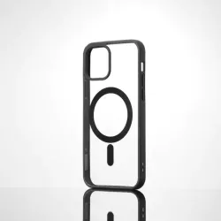 We Coque de protection RUBBER APPLE IPHONE 12/12 PRO - Dos transparentcontour mat noir - Compatible MAGSAFE