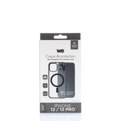 We Coque de protection RUBBER APPLE IPHONE 12/12 PRO - Dos transparentcontour mat noir - Compatible MAGSAFE