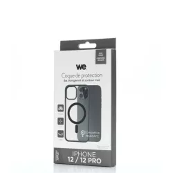 We Coque de protection RUBBER APPLE IPHONE 12/12 PRO - Dos transparentcontour mat noir - Compatible MAGSAFE