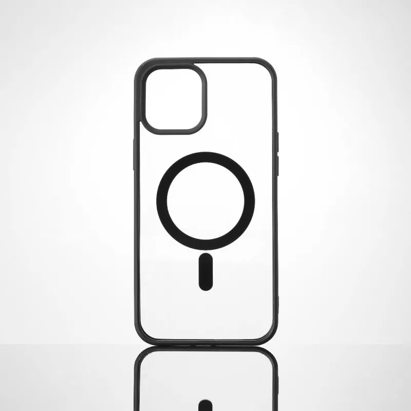 We Coque de protection RUBBER APPLE IPHONE 12 PRO MAX - Dos transparentcontour mat noir - Compatible MAGSAFE