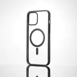 We Coque de protection RUBBER APPLE IPHONE 12 PRO MAX - Dos transparentcontour mat noir - Compatible MAGSAFE