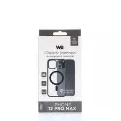 We Coque de protection RUBBER APPLE IPHONE 12 PRO MAX - Dos transparentcontour mat noir - Compatible MAGSAFE