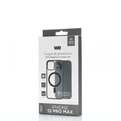 We Coque de protection RUBBER APPLE IPHONE 12 PRO MAX - Dos transparentcontour mat noir - Compatible MAGSAFE