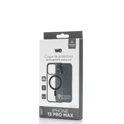 We Coque de protection RUBBER APPLE IPHONE 13 PRO MAX - Dos transparentcontour mat noir - Compatible MAGSAFE