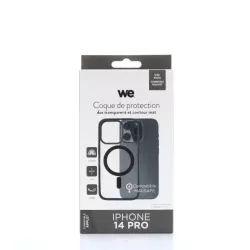 We Coque de protection RUBBER APPLE IPHONE 14 PRO - Dos transparentcontour mat noir - Compatible MAGSAFE
