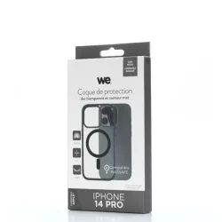 We Coque de protection RUBBER APPLE IPHONE 14 PRO - Dos transparentcontour mat noir - Compatible MAGSAFE
