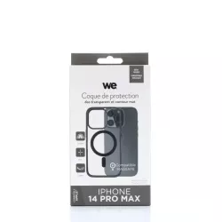 We Coque de protection RUBBER APPLE IPHONE 14 PRO MAX - Dos transparentcontour mat noir - Compatible MAGSAFE