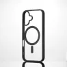 We Coque de protection RUBBER APPLE IPHONE 16 - Dos transparentcontour mat noir - Compatible MAGSAFE