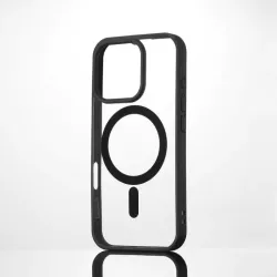 We Coque de protection RUBBER APPLE IPHONE 16 PRO - Dos transparentcontour mat noir - Compatible MAGSAFE