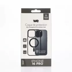 We Coque de protection RUBBER APPLE IPHONE 16 PRO - Dos transparentcontour mat noir - Compatible MAGSAFE