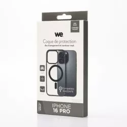 We Coque de protection RUBBER APPLE IPHONE 16 PRO - Dos transparentcontour mat noir - Compatible MAGSAFE