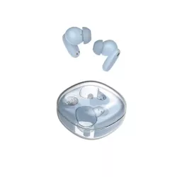Ecouteurs CLAYRA sans-fil intra, coque transparente, indicateur de charge, ANC, BT V6.0, bleu