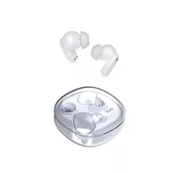 Ecouteurs CLAYRA sans-fil intra, coque transparente, indicateur de charge, ANC, BT V6.0, blanc