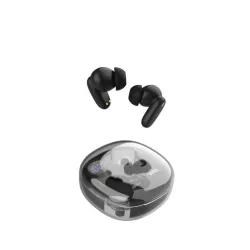 Ecouteurs CLAYRA sans-fil intra, coque transparente, indicateur de charge, ANC, BT V6.0, noir