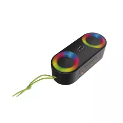Enceinte BT RMS 5W*2 , lecteur USB/Micro SD, Aux IN, Radio FM, batterie rechargeable de 3000mAh, IP65 , jeu de lumière…