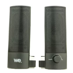 Enceinte PC WE 2.0 RMS 2 x 2.5W , transformable en barre de son, connection en USB, Jack stéréo 3.5 mm Interrupteur on/off