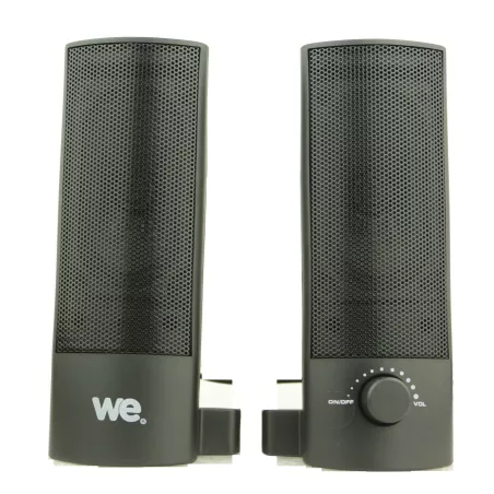 Enceinte PC WE 2.0 RMS 2 x 2.5W , transformable en barre de son, connection en USB, Jack stéréo 3.5 mm Interrupteur on/off