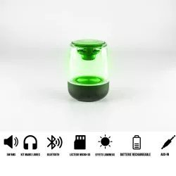 Pack d'enceinte BT 2pcs WE, 5W*2 BT 5,0, Lecteur de carte Micro SD Batterie 1000mAh/pc, Aux in TWS, effect LED, noir