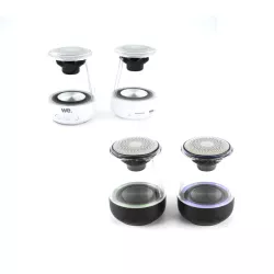Pack d'enceinte BT 2pcs WE, 5W*2 BT 5,0, Lecteur de carte Micro SD Batterie 1000mAh/pc, Aux in TWS, effect LED, noir