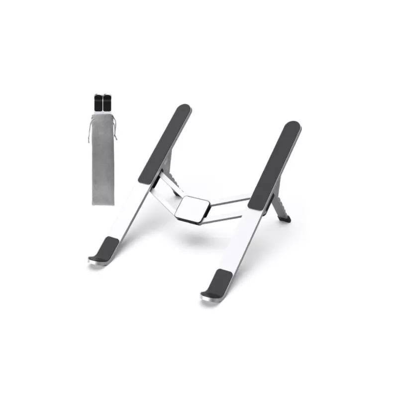 Support PC WE pliable en aluminium jusqu'à 15.6'', avec système d'accroche à ressort, 6 hauteurs reglables, antidérapant…