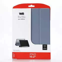 Etui folio WE pour tablette iPad 10.2 - Coloris violet/lila - Fonction support - Dos transparent - Support stylet - 7/8/9 GEN