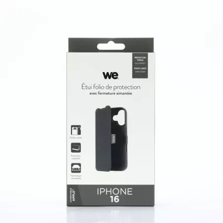 WE Etui folio AIMANTE APPLE IPHONE 16 Noir