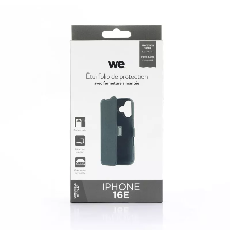 WE Etui folio FERMETURE AIMANTEE IPHONE 16E/17E noir
