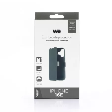 WE Etui folio FERMETURE AIMANTEE IPHONE 16E/17E noir
