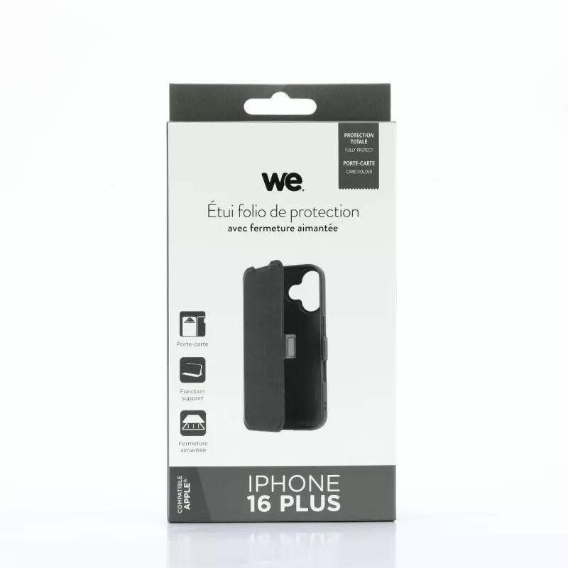 WE Etui folio AIMANTE APPLE IPHONE 16 PLUS Noir
