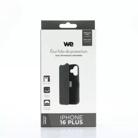 WE Etui folio AIMANTE APPLE IPHONE 16 PLUS Noir