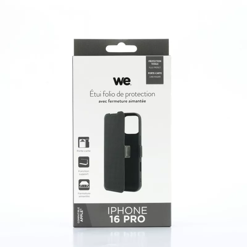 WE Etui folio AIMANTE APPLE IPHONE 16 PRO Noir