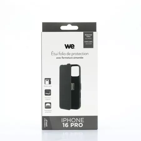 WE Etui folio AIMANTE APPLE IPHONE 16 PRO Noir