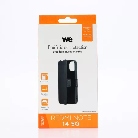 WE Etui folio FERMETURE AIMANTEE XIAOMI REDMI NOTE 14 5G noir