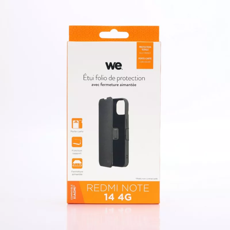 WE Etui folio FERMETURE AIMANTEE XIAOMI REDMI NOTE 14 4G noir