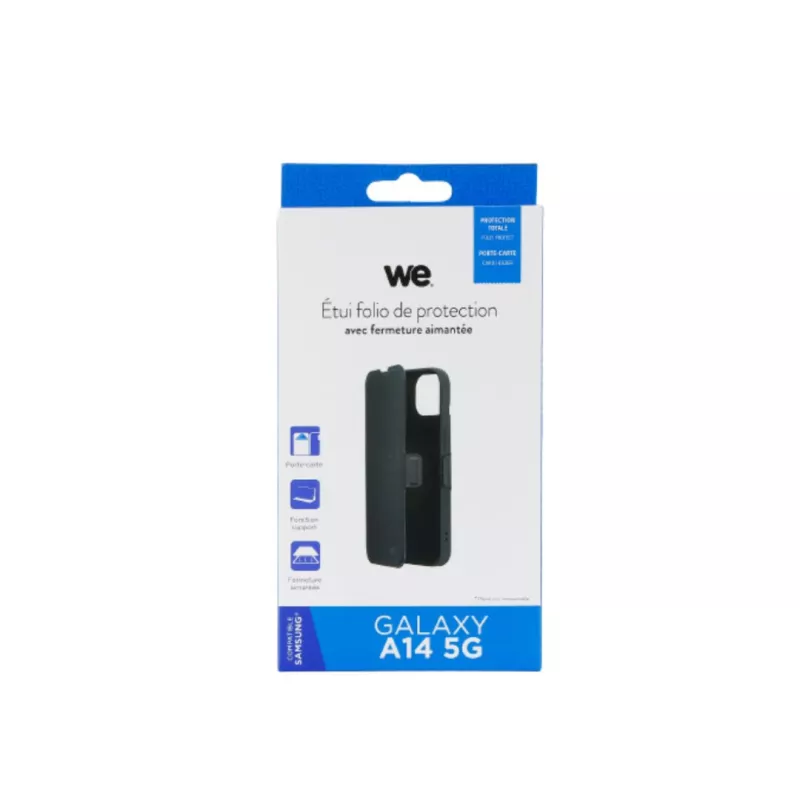 WE Etui folio FERMETURE AIMANTEE SAMSUNG GALAXY A14 4G/5G Noir