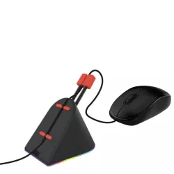 WE GAMIUM Bungee pour souris / Système de gestion de câble pour souris - avec rétro-éclairage - Pied en caoutchouc - Noir