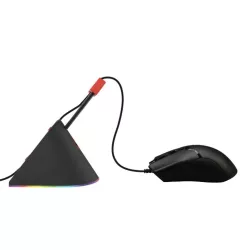 WE GAMIUM Bungee pour souris / Système de gestion de câble pour souris - avec rétro-éclairage - Pied en caoutchouc - Noir