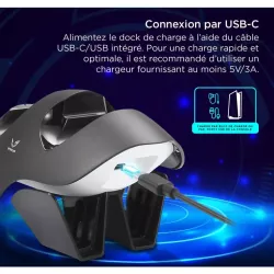 Dock de charge pour manettes PS5 Compatible manette PS5 officielle Peut charger 2 manettes à la fois Indicateur de charge…