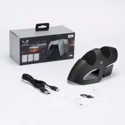 Dock de charge pour manettes PS5 Compatible manette PS5 officielle Peut charger 2 manettes à la fois Indicateur de charge…