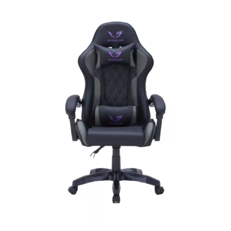Fauteuil gaming GAMIUM Altar, finition PU diamant, accoudoirs fixes, 5 roues, vérin classe 3 100mm, coussins tête et lombaires…