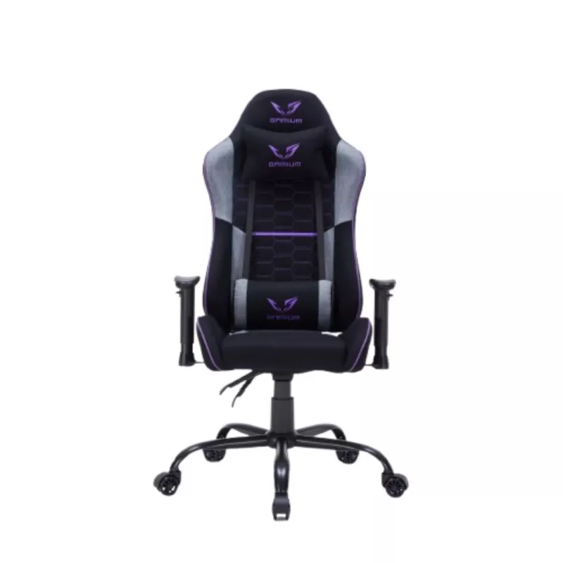 Fauteuil gaming GAMIUM Nyros, finition tissu nid d'abeille, accoudoirs réglables, 5 roues, vérin classe 3 100mm, coussins tête…