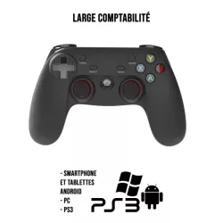Manette Gaming sans fil Bluetooth / 2.4GHz / filaire Avec clip pour Smartphone Compatible PC, PS3 et Android