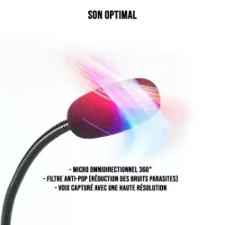 WE Gamium microphone gamer RGB USB avec touches de contrôle de volume ,15 modes de couleurs, idéal pour jeux vidéos, appels…