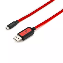 Câble lumineux Gamium USB/micro USB Câble plat 1m / Rouge Câble intelligent : lumière en fonction du niveau de charge