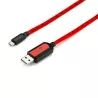 Câble lumineux Gamium USB/micro USB Câble plat 1m / Rouge Câble intelligent : lumière en fonction du niveau de charge
