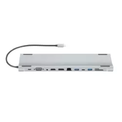 Hub WE USB-C universel 12 ports - HDMI 1.4, DP1.2, VGA, USB 3.0x2, USB-C3.0, SD/TF 2.0, Jack 3.5, RJ45 1000Mbps, USB-C PD 100W…
