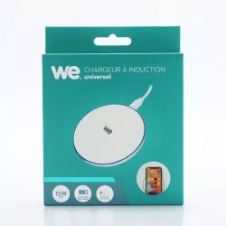 Chargeur à induction universel 15W - Blanc - Indicateur de charge lumineux - Sans fil