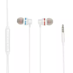 Ecouteurs WE filaire, intra, jack 3.5mm avec boîtier de contrôle et micro intégré au câble, blanc
