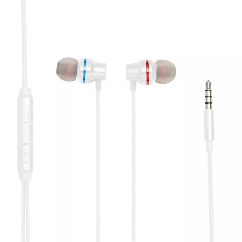 Ecouteurs WE filaire, intra, jack 3.5mm avec boîtier de contrôle et micro intégré au câble, blanc