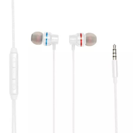 Ecouteurs WE filaire, intra, jack 3.5mm avec boîtier de contrôle et micro intégré au câble, blanc